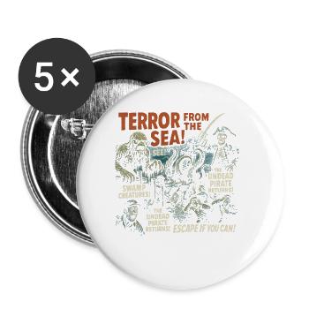 Terror from the Sea Horror Movie Poster Halloween - Buttons small 1''/25 mm (5-pack) - white - Front