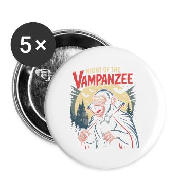 Vampanzee Night Look Schimpanse Vampir - Buttons klein 25 mm (5er Pack) - Weiß - Vorne