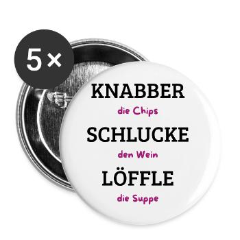 Chips Wein Suppe Typografie - Buttons klein 25 mm (5er Pack) - Weiß - Vorne