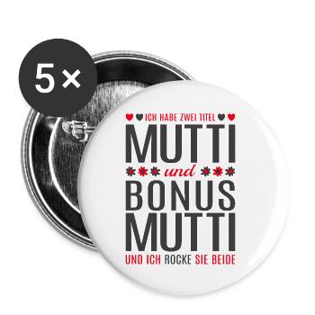 Mama Mutti Mutter Bonus Mutti Muttertag Geschenk - Buttons klein 25 mm (5er Pack) - Weiß - Vorne