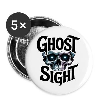 Geister Schädel Neonauge Print - Buttons klein 25 mm (5er Pack) - Weiß - Vorne