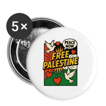 Free Palestine - Frieden und Solidarität Pop Art - Buttons klein 25 mm (5er Pack) - Weiß - Vorne