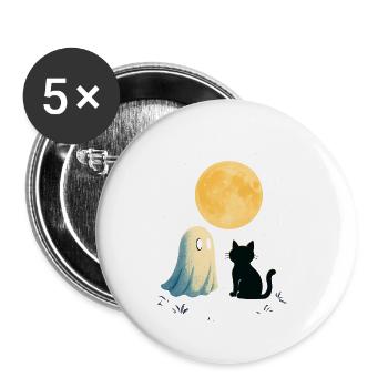 Moonlit Night Ghosts Cat - Buttons small 1''/25 mm (5-pack) - white - Front