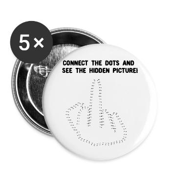 Connect the dots - Middle finger - Lot de 5 petits badges (25 mm) - blanc - Devant