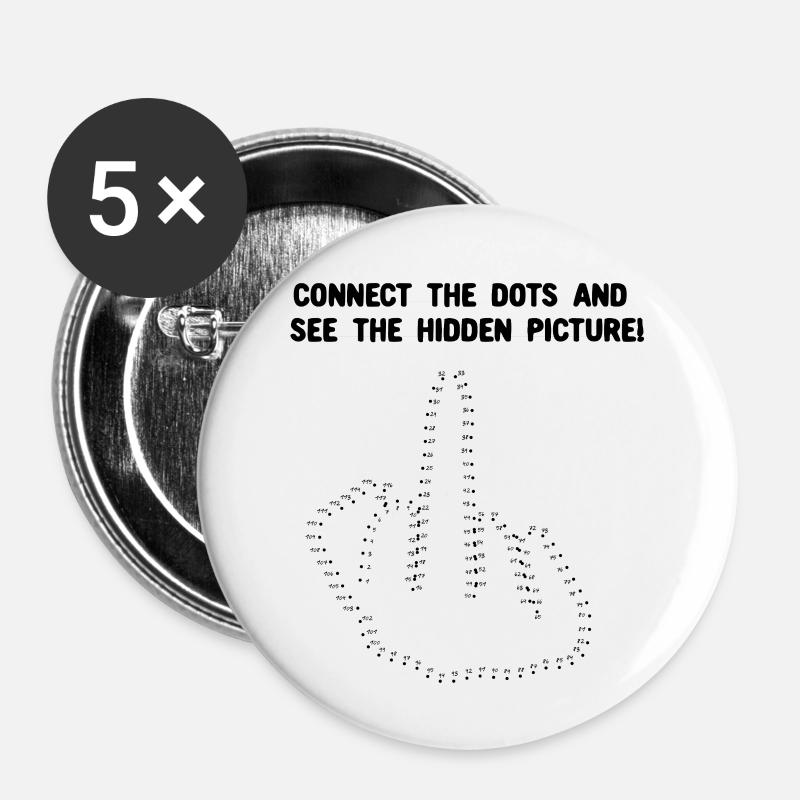 Connect the dots - Middle finger - Buttons small 1''/25 mm (5-pack) - white