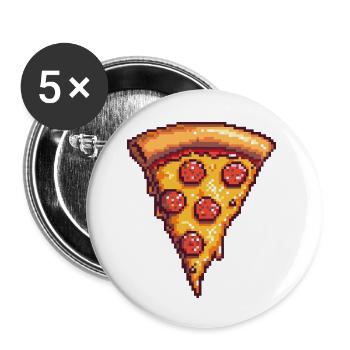 Pixel Pizza Stück - Buttons klein 25 mm (5er Pack) - Weiß - Vorne