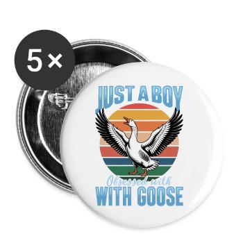 Drôle d’oiseau oie - Lot de 5 petits badges (25 mm) - blanc - Devant