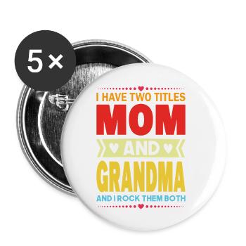 Mama & Oma Lustig Spruch Oma Muttertag  - Buttons klein 25 mm (5er Pack) - Weiß - Vorne