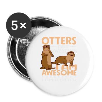 Sea Otter Cartoon I'm Awesome - Buttons small 1''/25 mm (5-pack) - white - Front