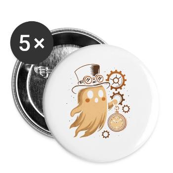 Steampunk Fantôme Mécanique - Lot de 5 petits badges (25 mm) - blanc - Devant