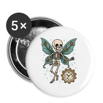 Skelett Schmetterling Uhrwerk - Buttons klein 25 mm (5er Pack) - Weiß - Vorne