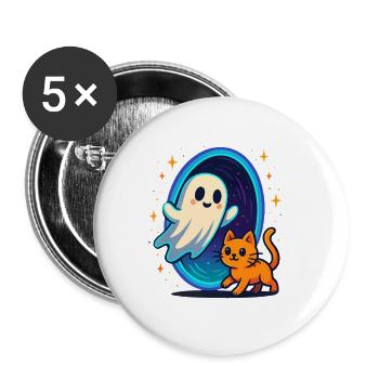 Ghost cat through star portal - Buttons small 1''/25 mm (5-pack) - white - Front