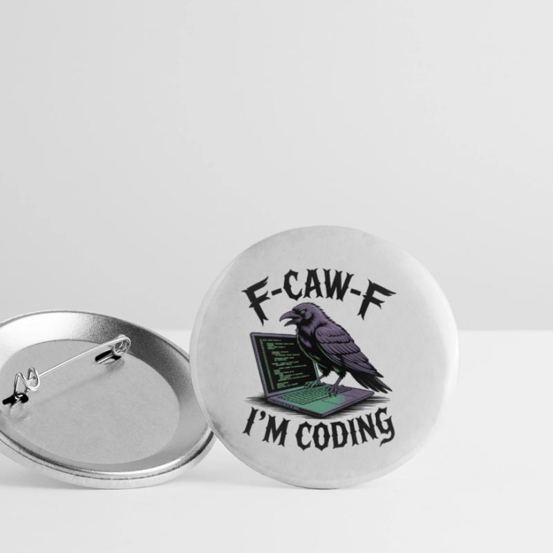 RabenCoder: Code Raven on the laptop Buttons small 1''/25 mm (5-pack)