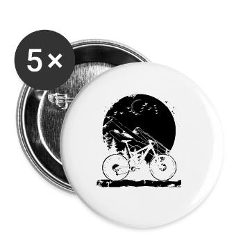 Mountain biking illustration - Buttons small 1''/25 mm (5-pack) - white - Front