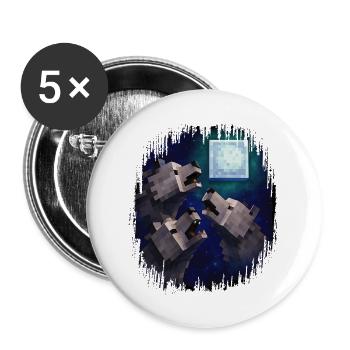 Retro Pixel Art 3 Wolfs Held heult den Mond an - Buttons klein 25 mm (5er Pack) - Weiß - Vorne