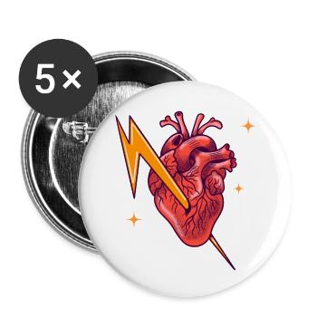 Electrified heart - Buttons small 1''/25 mm (5-pack) - white - Front