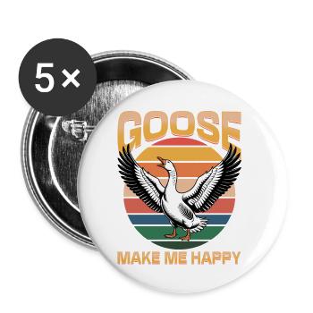Drôle d’oiseau oie - Lot de 5 petits badges (25 mm) - blanc - Devant