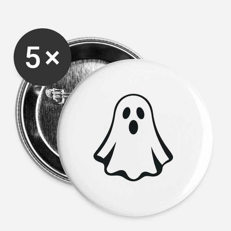 Ghost - Halloween - Haunted House - Buttons small 1''/25 mm (5-pack) - white