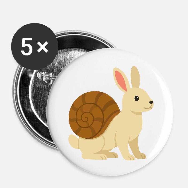 Cute Snail Rabbit - Buttons small 1''/25 mm (5-pack) - white