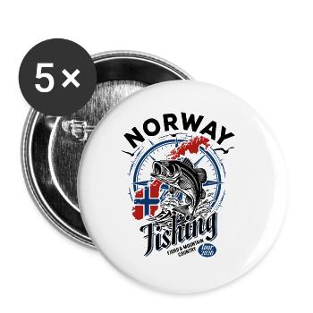 Norway Fishing Tour 2026 - Angler Gift - Buttons small 1''/25 mm (5-pack) - white - Front