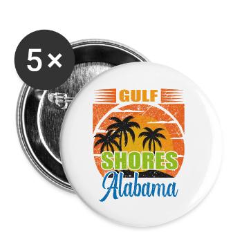Alabama Gulf Shores Beach Familienurlaub - Buttons klein 25 mm (5er Pack) - Weiß - Vorne