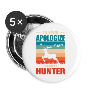 Hunter Gift Hunting Hunting Hunter Exam - Buttons small 1''/25 mm (5-pack) - white - Front