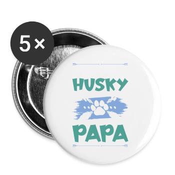 husky dog dad - Buttons small 1''/25 mm (5-pack) - white - Front