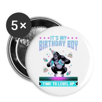 Birthday Gamer VR - Buttons klein 25 mm (5er Pack) - Weiß - Vorne