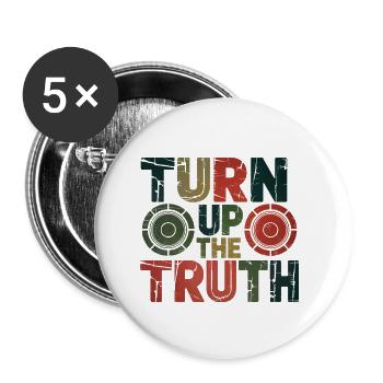 Retro Grunge – Turn Up The Truth - Buttons klein 25 mm (5er Pack) - Weiß - Vorne