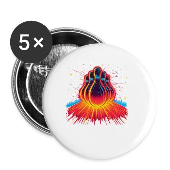 Bowling Look des années 90 - Lot de 5 petits badges (25 mm) - blanc - Devant