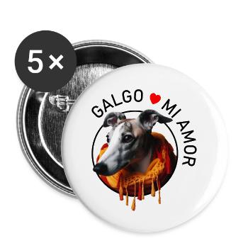 Galgo in a warm scarf - Buttons small 1''/25 mm (5-pack) - white - Front