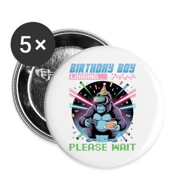 Birthday Gamer VR - Buttons klein 25 mm (5er Pack) - Weiß - Vorne