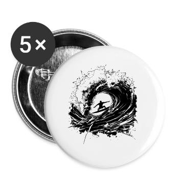 Surfen Energisch Surfer Design Surfen - Buttons klein 25 mm (5er Pack) - Weiß - Vorne