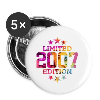 LIMITED EDITION 2007 19. GEBURTSTAG - Buttons klein 25 mm (5er Pack) - Weiß - Vorne