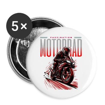 La fascination des motos – Racing Power Design - Lot de 5 petits badges (25 mm) - blanc - Devant