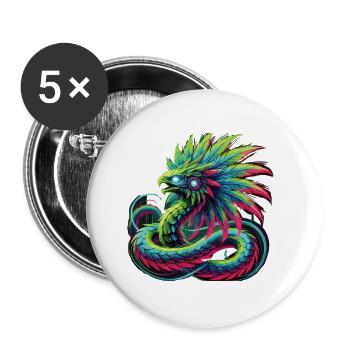Dragon aztèque - Lot de 5 petits badges (25 mm) - blanc - Devant