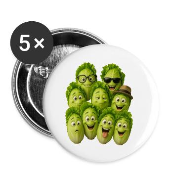 Troupe de laitue rieuse - Lot de 5 petits badges (25 mm) - blanc - Devant