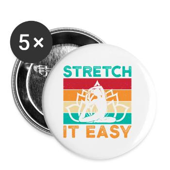 Yoga Stretch It Easy Yoga drôle - Lot de 5 petits badges (25 mm) - blanc - Devant