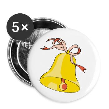 Cloche avec boucle - Lot de 5 petits badges (25 mm) - blanc - Devant