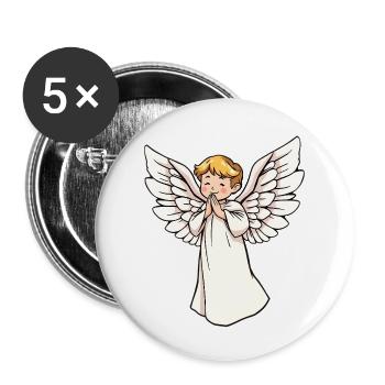 Ange - Lot de 5 petits badges (25 mm) - blanc - Devant