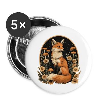Fuchs Wald Pilze - Buttons klein 25 mm (5er Pack) - Weiß - Vorne