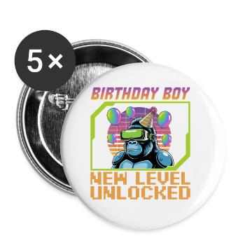 Birthday Gamer VR - Buttons klein 25 mm (5er Pack) - Weiß - Vorne