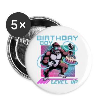 Birthday Gamer VR - Buttons klein 25 mm (5er Pack) - Weiß - Vorne