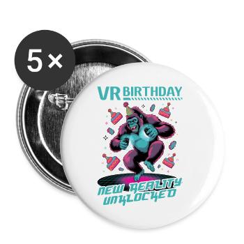 Birthday Gamer VR - Buttons klein 25 mm (5er Pack) - Weiß - Vorne