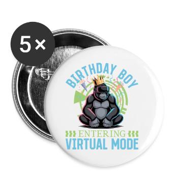 Birthday Gamer VR - Buttons klein 25 mm (5er Pack) - Weiß - Vorne