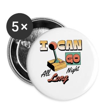 Retro Arcade Joystick I Can Go All Night Long - Buttons klein 25 mm (5er Pack) - Weiß - Vorne