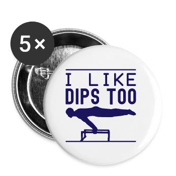 Fanatiques de fitness J’aime aussi les trempettes Gymnastique suédoise Gym - Lot de 5 petits badges (25 mm) - blanc - Devant