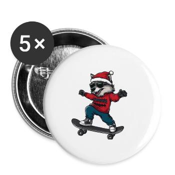 Wolf Christmas Funny - Buttons small 1''/25 mm (5-pack) - white - Front