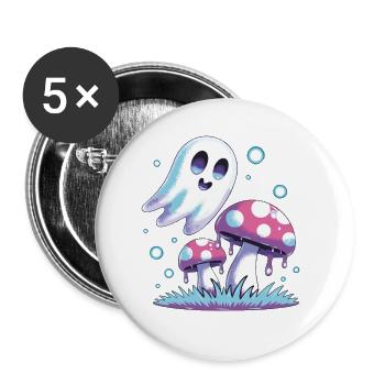 Kawaii Ghost & Mushrooms – Pastel Design - Buttons small 1''/25 mm (5-pack) - white - Front