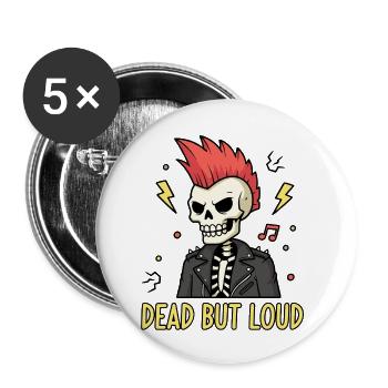 Tot aber Laut Punk-Skelett - Buttons klein 25 mm (5er Pack) - Weiß - Vorne
